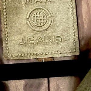 Woman’s large grey olive green faux leather Jacket